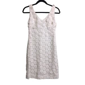 Kate Spade New York Wedding Belles White 3D Floral Lace V Neck Cocktail Dress 0